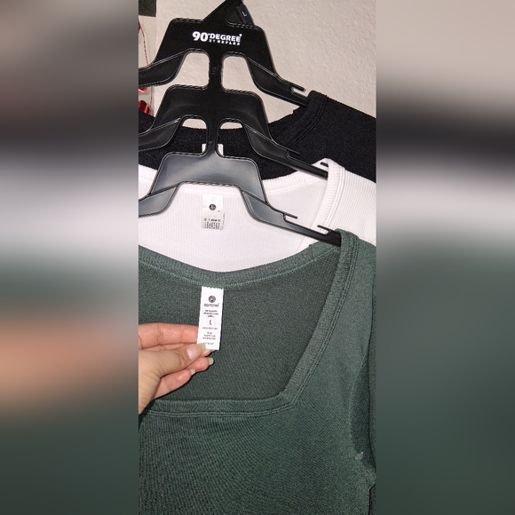 90 Degree By Reflex 3PKRibbed Seamless Crew,Scoop and Square Neck Long SleeveTop - Picture 8 of 10